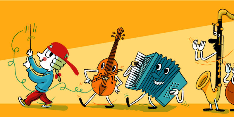 Sis músics interpretant obres de Mozart amb instruments diversos