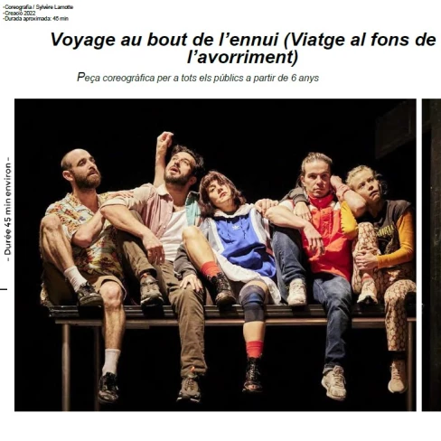 Portada del dossier pedagògic de l'espectacle Voyage au bout de l'ennui